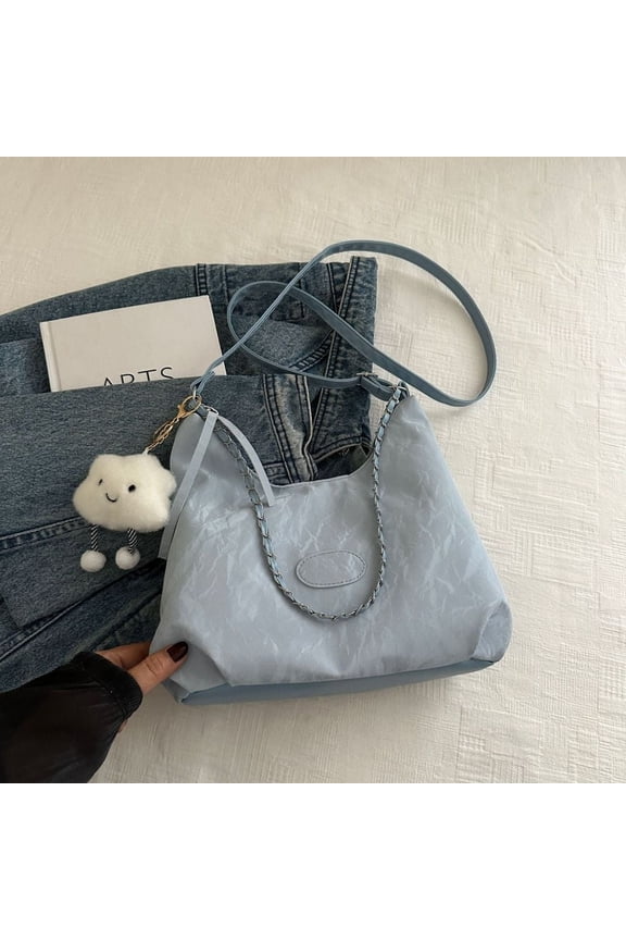 Chic Y2K-Inspired Large Capacity Pu Leather Shoulder Bag With Free Charm - Fashionable Crossbody Handbag For Women