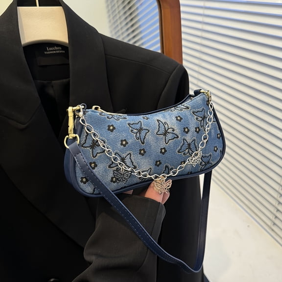 JUYGO Chic y2k-inspired butterfly charm shoulder bag-fashionable PU leather with zip closure, perfect for daily use & Holidays