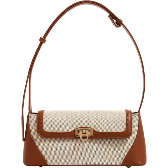 JUYGO Clutch Shoulder Bag Small for Women PU Leather Canvas Mini Tote Handbag Purse with Buckle Closure