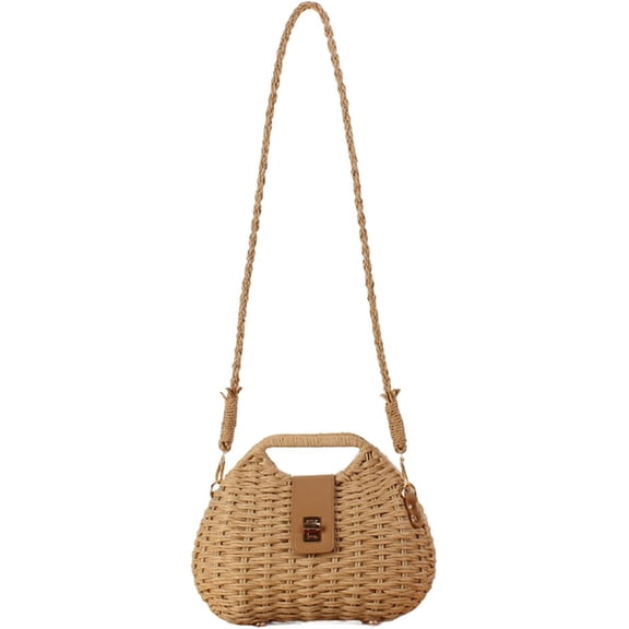 JUYGO Comeon Crossbody Bags for Women Designer Purse Handmade Straw Woven Shoulder Bag Lightweight Shoulder Handbags
