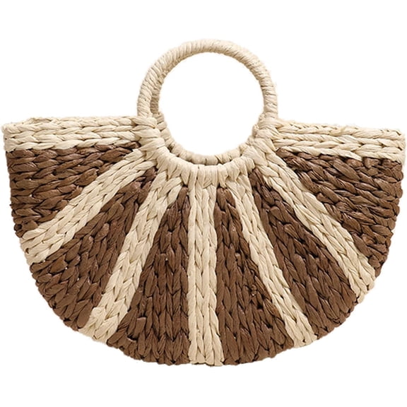 JUYGO Comeon Straw Bags Rattan Bag for Women,Natural Straw Handwoven Top-handle Handbag Large Capacity Basket Purse Tote Clutch Bag