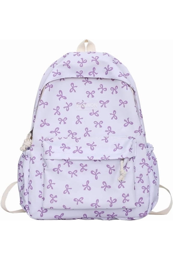 Cute Bows Backpack Coquette Aesthetic Backpack for Women Preppy Kawaii Backpack Nylon Laptop Bag Travel Backpack