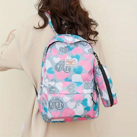JUYGO Cute Cartoon Print Backpack Preppy Back To School Daypack College Travel Knapsack