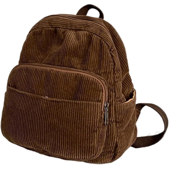 JUYGO Cute Corduroy canvas backpack Japanese style bag Kawaii retro simple Solid color mini backpack (Green)