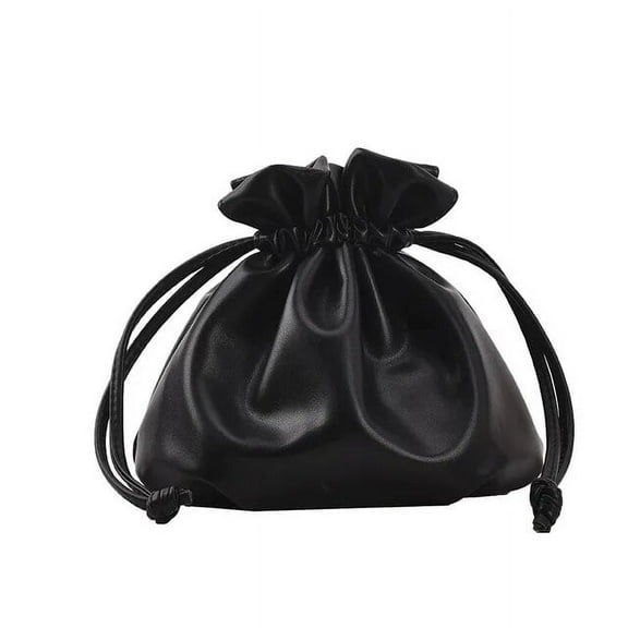 JUYGO Drawstring Bucket Shoulder Bag for Women Fashion Casual Cute Mini Cross Body Small Bag Soft Leather Solid Color Purse
