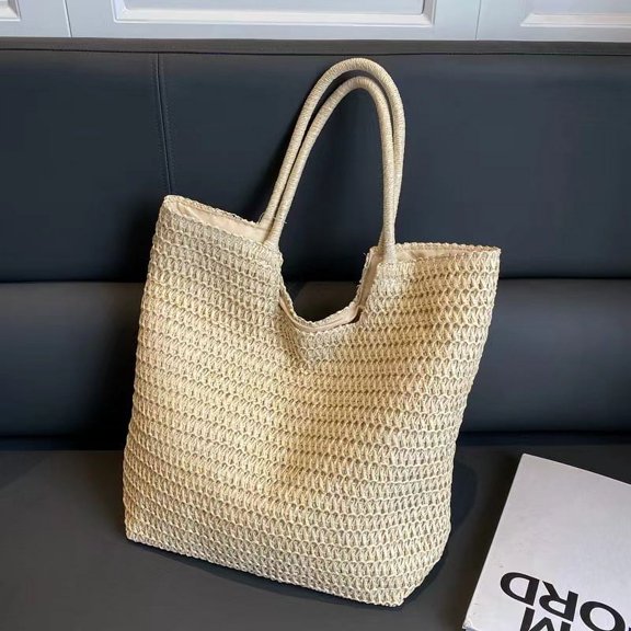 JUYGO Factory Direct Large Capacity Straw Woven Bag New Simple Single Shoulder Straw Woven Bag Holiday Beach Bag Versatile Women's Bag