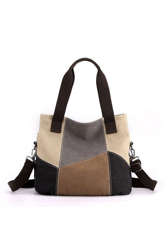 Fashion Canvas Tote Bags For Women Large Capacity Patchwork Handbag Fashion Contrast Color Shoulder Crossbody Bag Purse feminina