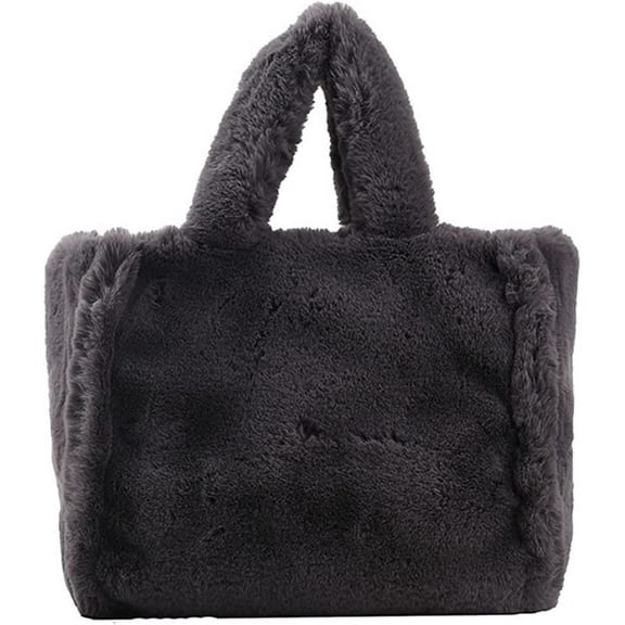 JUYGO Fashion Large Top Handle Bag for Women Fluffy Faux Fur Furry Plush Soft Hobo Tote Bag Elegant Shoulder Bag Purse