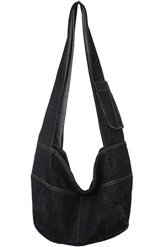 Fashion Shoulder Bag for Women Men Retro Large Denim Crossbody Bag Satchel