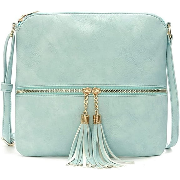 JUYGO Faux Leather Shoulder Bag for Women Large Capacity Crossbody Bag Tassel Zipper Handbag Fashion Satchel Purse