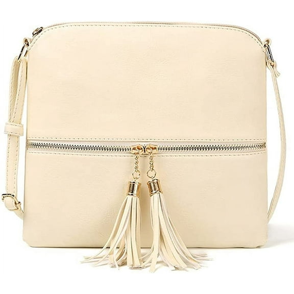 JUYGO Faux Leather Shoulder Bag for Women Large Capacity Crossbody Bag Tassel Zipper Handbag Fashion Satchel Purse