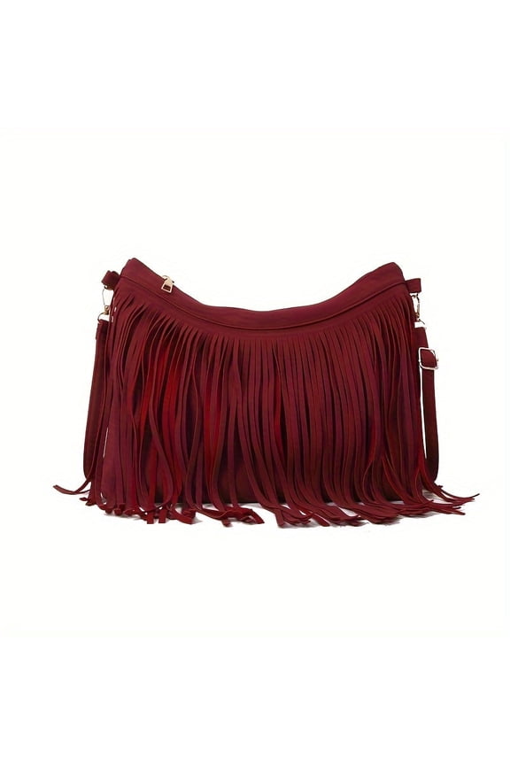 Fringed Crossbody Bag Retro Tassel Shoulder Bag Trendy Hobo Bag Handbag For Women