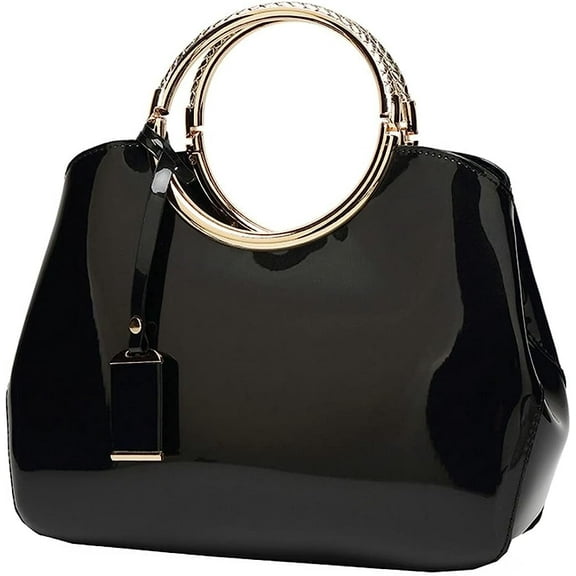 JUYGO Glossy Tote Bag Women's Lacquer Leather Crossbody Bag Elegant Evening Bag Handbags Retro Clutch Purse for Prom Party