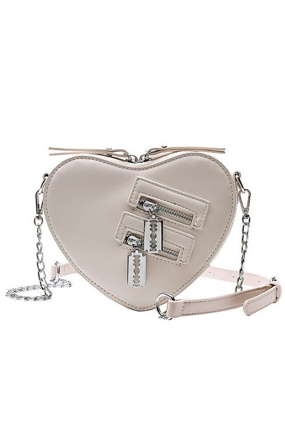 Gothic Heart Blade Zipper Chain Crossbody Bags for Women Girl Casual Shoulder Purses and Handbags Techwear Summer Wallet Goth