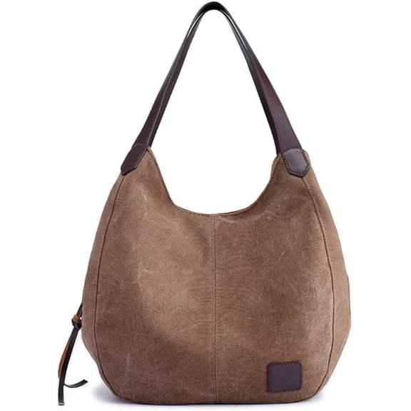 JUYGO Handbag for Women Retro Canvas Tote Bag Daily Shopper Shoulder Purse Multi-Pocket Top Handle Bag for Work Travel