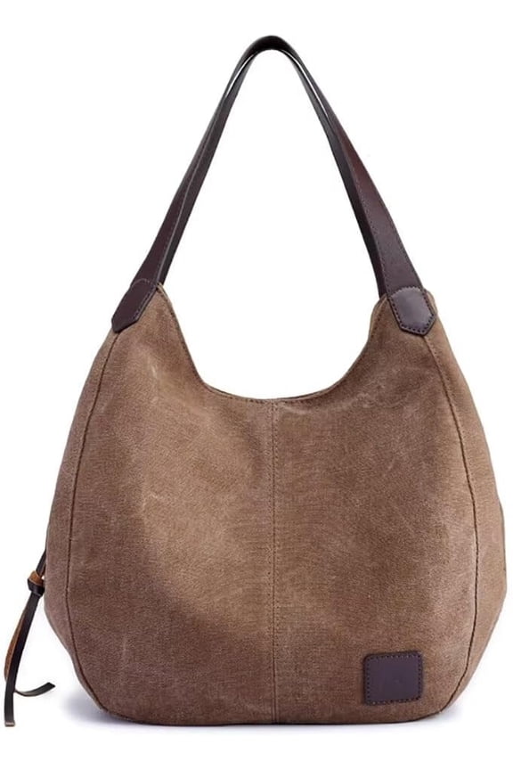 Handbag for Women Retro Canvas Tote Bag Daily Shopper Shoulder Purse Multi-Pocket Top Handle Bag for Work Travel