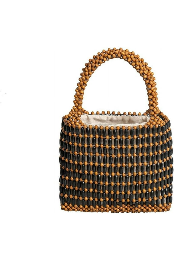 Handwoven Tote Bag for Women Woven Drawstring Handbag Bohemian Clutch & Summer Beach Bag
