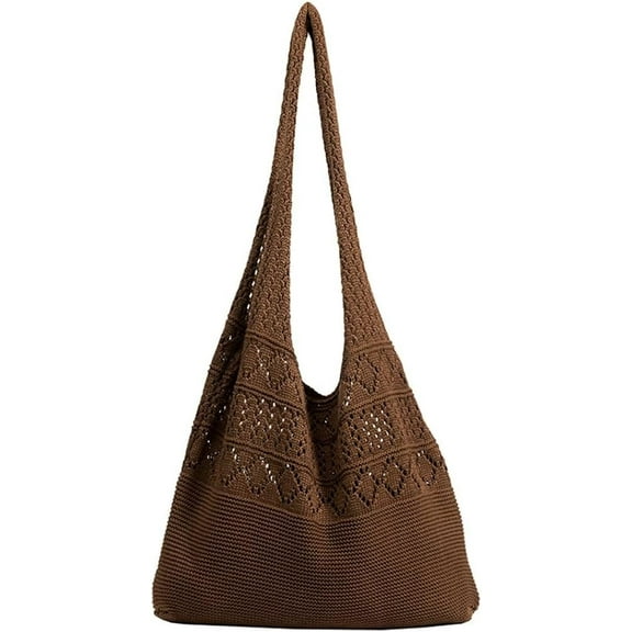 JUYGO Knit Tote Bag for Women Crochet Shoulder Bag Retro Large Capacity Handbag Aesthetic Tote Bag Summer Hobo Bag