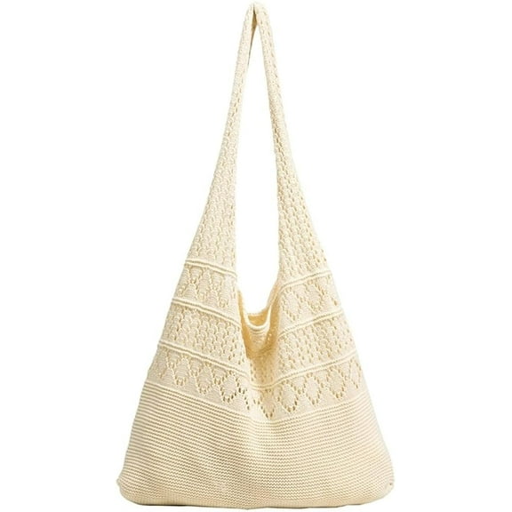 JUYGO Knit Tote Bag for Women Crochet Shoulder Bag Retro Large Capacity Handbag Aesthetic Tote Bag Summer Hobo Bag