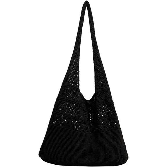 JUYGO Knit Tote Bag for Women Crochet Shoulder Bag Retro Large Capacity Handbag Aesthetic Tote Bag Summer Hobo Bag
