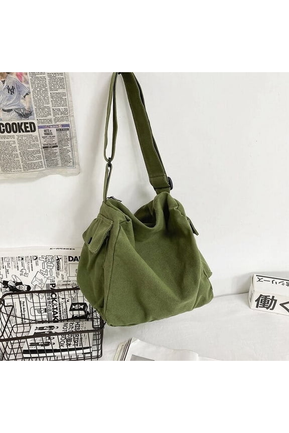 Large Capacity Crossbody Bags Casual Canvas Shoulder Bag for Women Solid Purses and Handbags Fabric Unisex Travel Handbags Purse