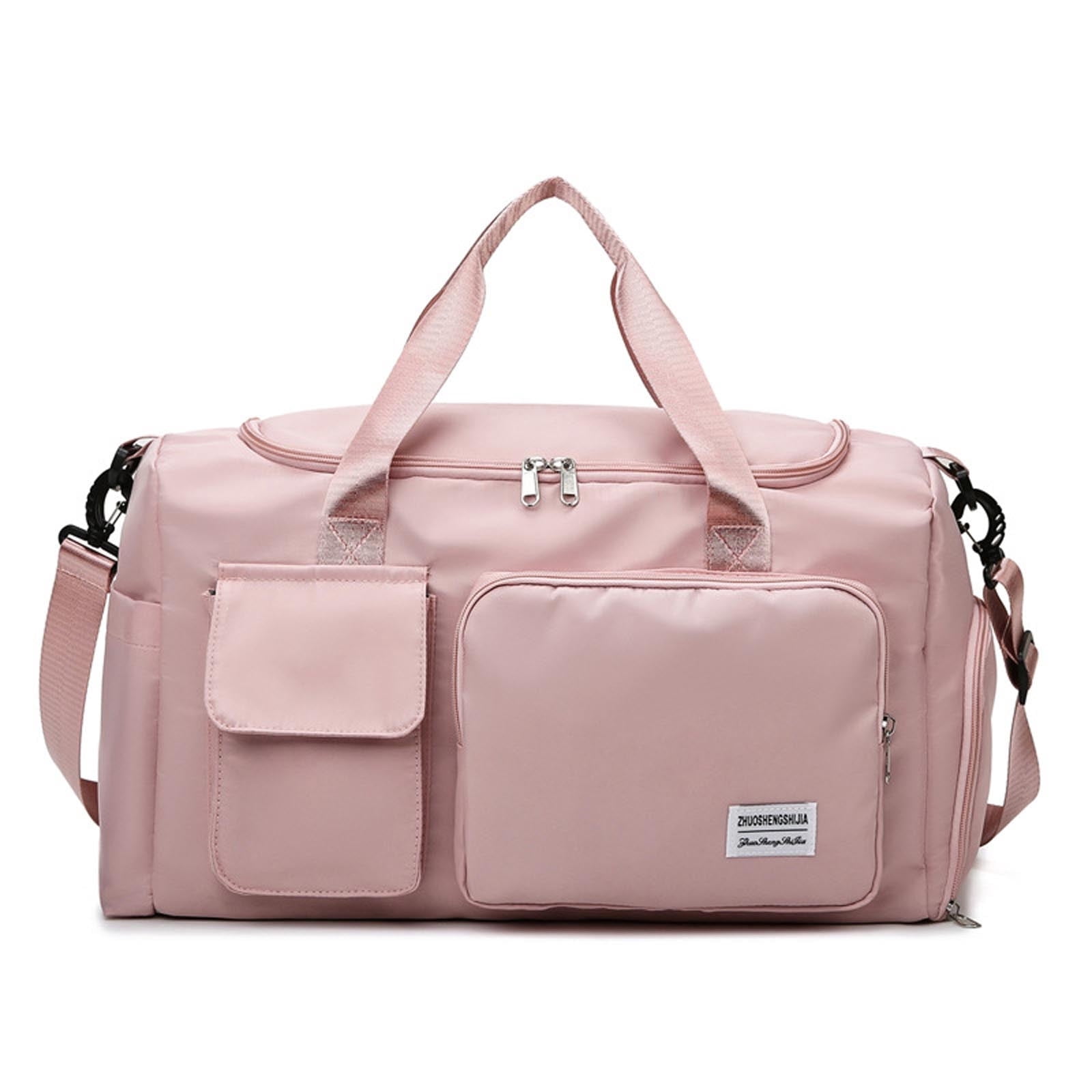 JUYGO Large Foldable Travel Duffel Bag, Sports Tote Gym Bag with Wet Pocket, Carry on Hospital Bags, Shoulder Weekender Overnight Bag for Women and Men