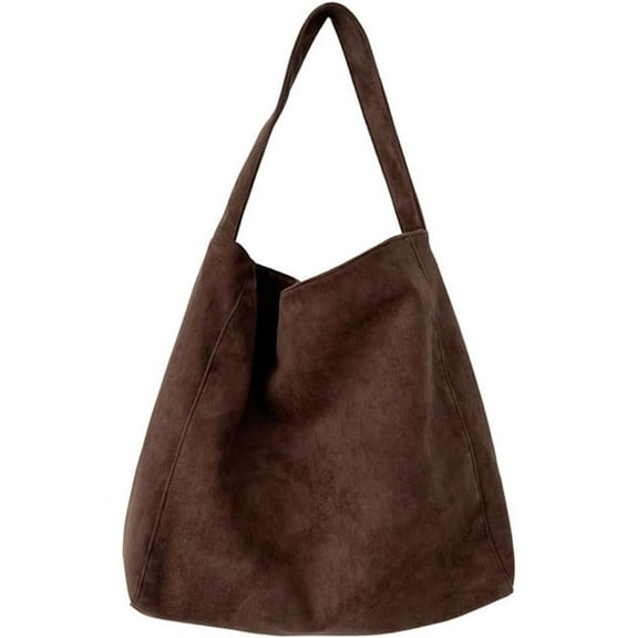 JUYGO Large Suede Shoulder Bag for Women Vegan Leather Tote Bags Suede Purse Fall Retro Slouchy Hobo Handbag