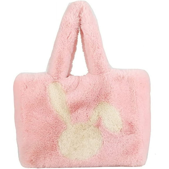 JUYGO Large Tote Bag Women Fuffy Faux Fur Plush Trendy Handbag Ladies Quilted Casual Soft Winter Shoulder Bag