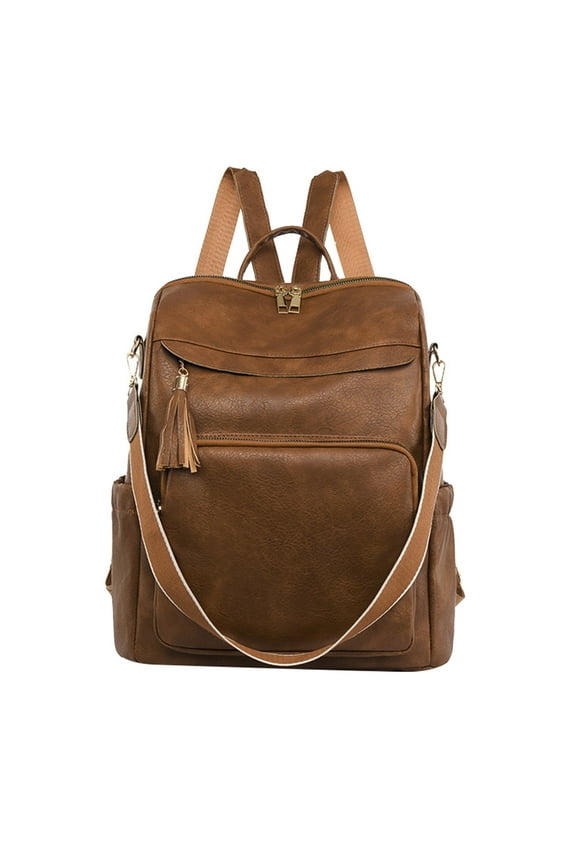 Leather Backpack Purse for Women Designer Travel Backpacks Purses PU Fashion Ladies Shoulder Lightweight Waterproof Breathable Bag with Tassel