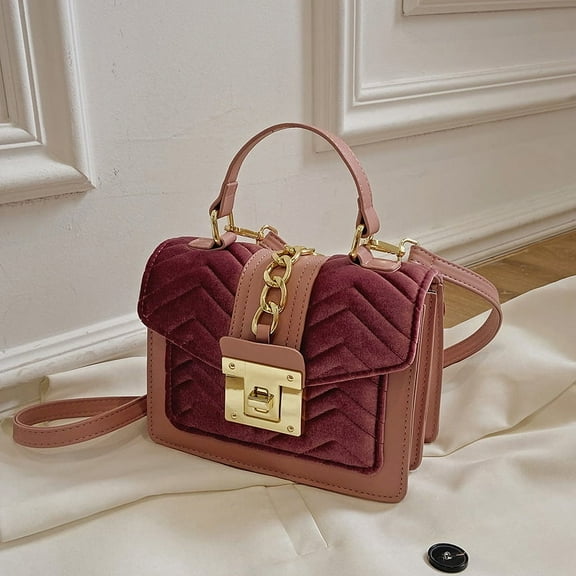 JUYGO Luxury Simple Velvet women Flap Crossbody Shoulder Bags Small Winter Fashion Casual Handbags and Purses chain messenger bags