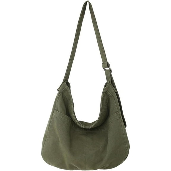 JUYGO Messenger Bag Crossbody Bag for Women Men Canvas Hobo Bag with Pockets Vintage Shoulder Bag Grunge Aesthetic