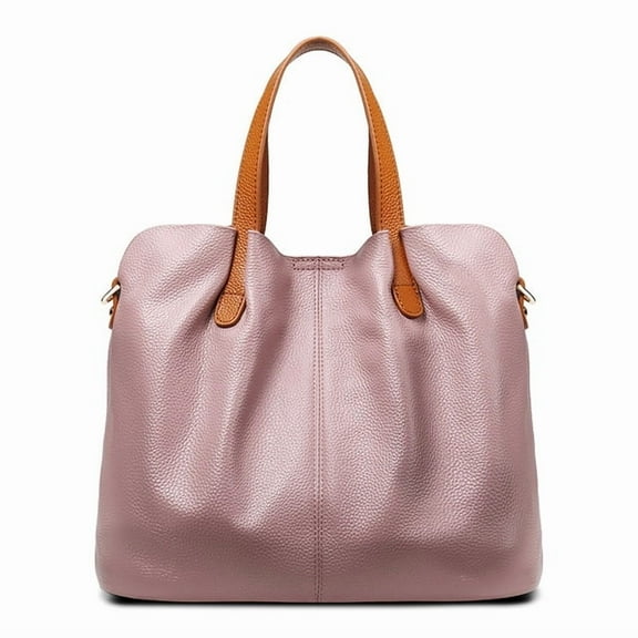 JUYGO New Genuine Leather Womens Bag Fashion Color Contrast First Layer Cowhide Casual Tote Ladies One Shoulder Cross Body Handbag