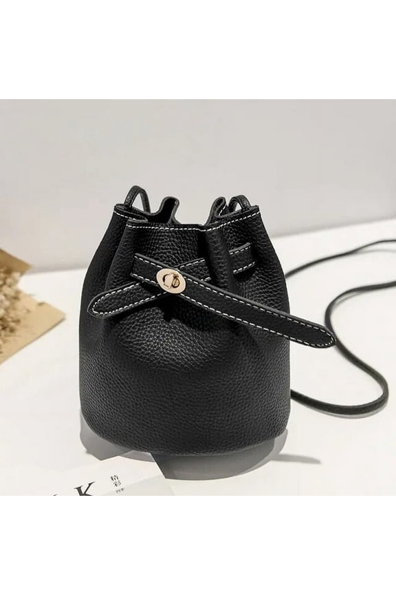 New Simple Bucket Bag Wide Strap Locking Small Bag Korean Casual Solid Color Single Shoulder for Women Designer Bags Luxury