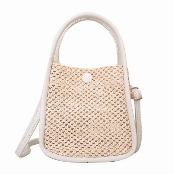 JUYGO New Straw Handbag Women Crossbody Bag Girls Small Rattan Woven Summer Beach Messenger Shoulder Bags with Interior Purse