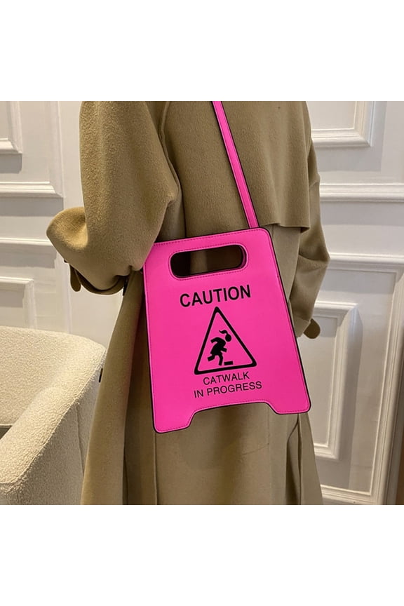 Novelty Shoulder Bag Fashion Casual Caution Tote Handbags Novelty Stop Sign Purse Shoulder Adjustable Strap Bag for Women Girls