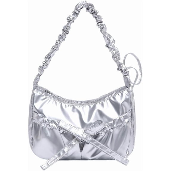 JUYGO Nylon Bow Hobo Bags Cute Tote Bag Crossbody Purse Trendy Underarm Shoulder Bag Lightweight Work Satchels Top-Handle Bag