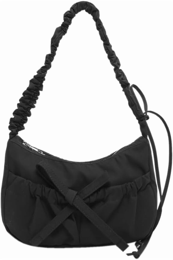 Nylon Bow Hobo Bags Cute Tote Bag Crossbody Purse Trendy Underarm Shoulder Bag Lightweight Work Satchels Top-Handle Bag