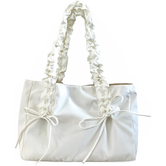 JUYGO Nylon Bow Tote Bag Multiple Pockets Hobo Bags Women Crossbody Purse Soft Shoulder Purses Casual Work College Handbags