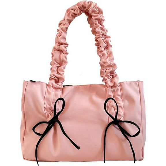 JUYGO Nylon Bow Tote Bag Multiple Pockets Hobo Bags Women Crossbody Purse Soft Shoulder Purses Casual Work College Handbags