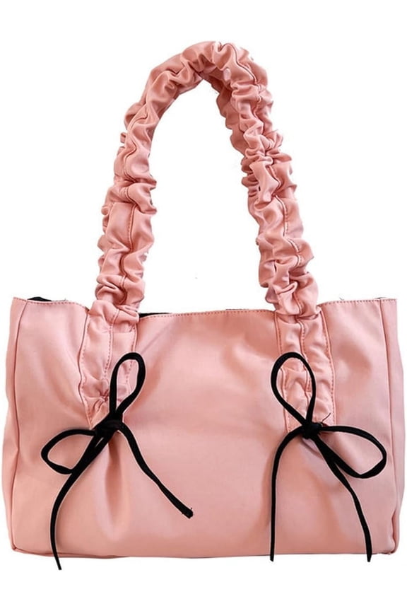 Nylon Bow Tote Bag Multiple Pockets Hobo Bags Women Crossbody Purse Soft Shoulder Purses Casual Work College Handbags