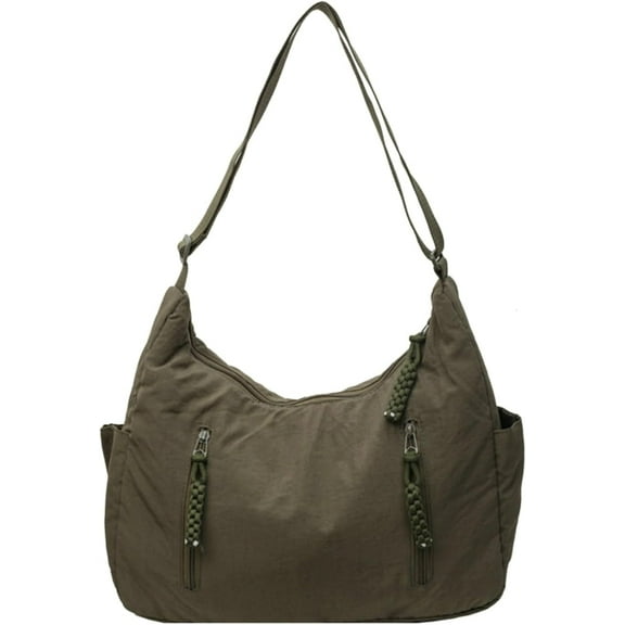 JUYGO Nylon Crossbody Bag Women Men Crescent Bag Braid Zip Multi-Pocket Purse Tote Bag Candy Color Shoulder Bag