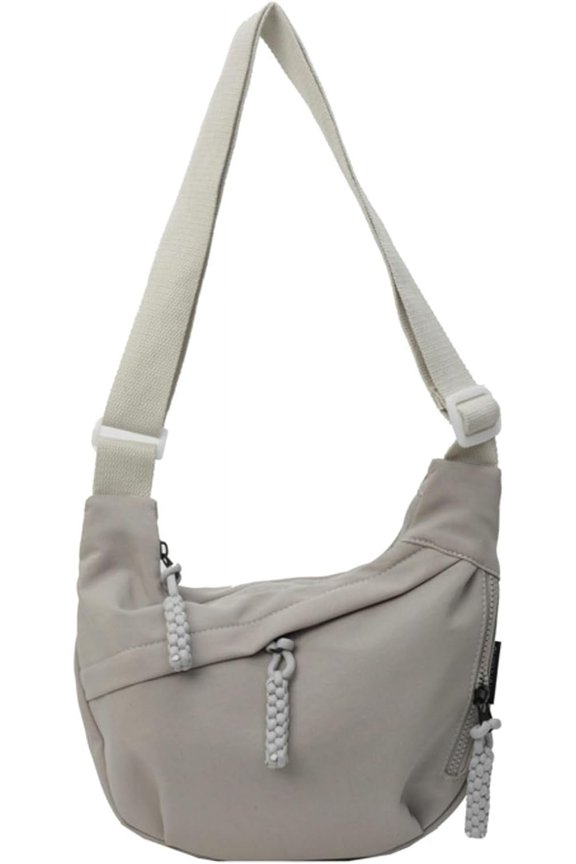 Nylon Crossbody Bag Women Men Oxford Sport Shoulder Purse Crescent Sling Braid Zip Candy Color Tote Bag