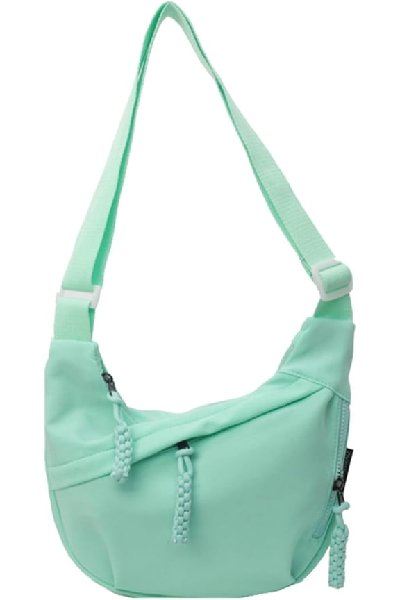 Nylon Crossbody Bag Women Men Oxford Sport Shoulder Purse Crescent Sling Braid Zip Candy Color Tote Bag