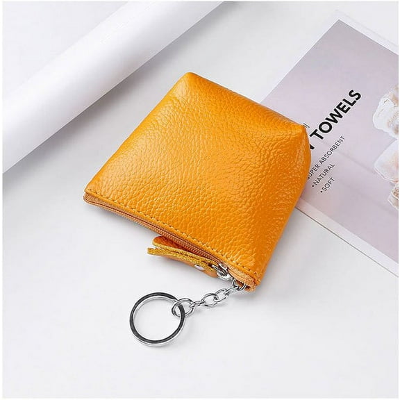 JUYGO Portable Genuine Leather Coin Purse Vintage Key Card Coin Earphone Holder Pouch for Women Men Mini Wallet Zipper Coin Pouch