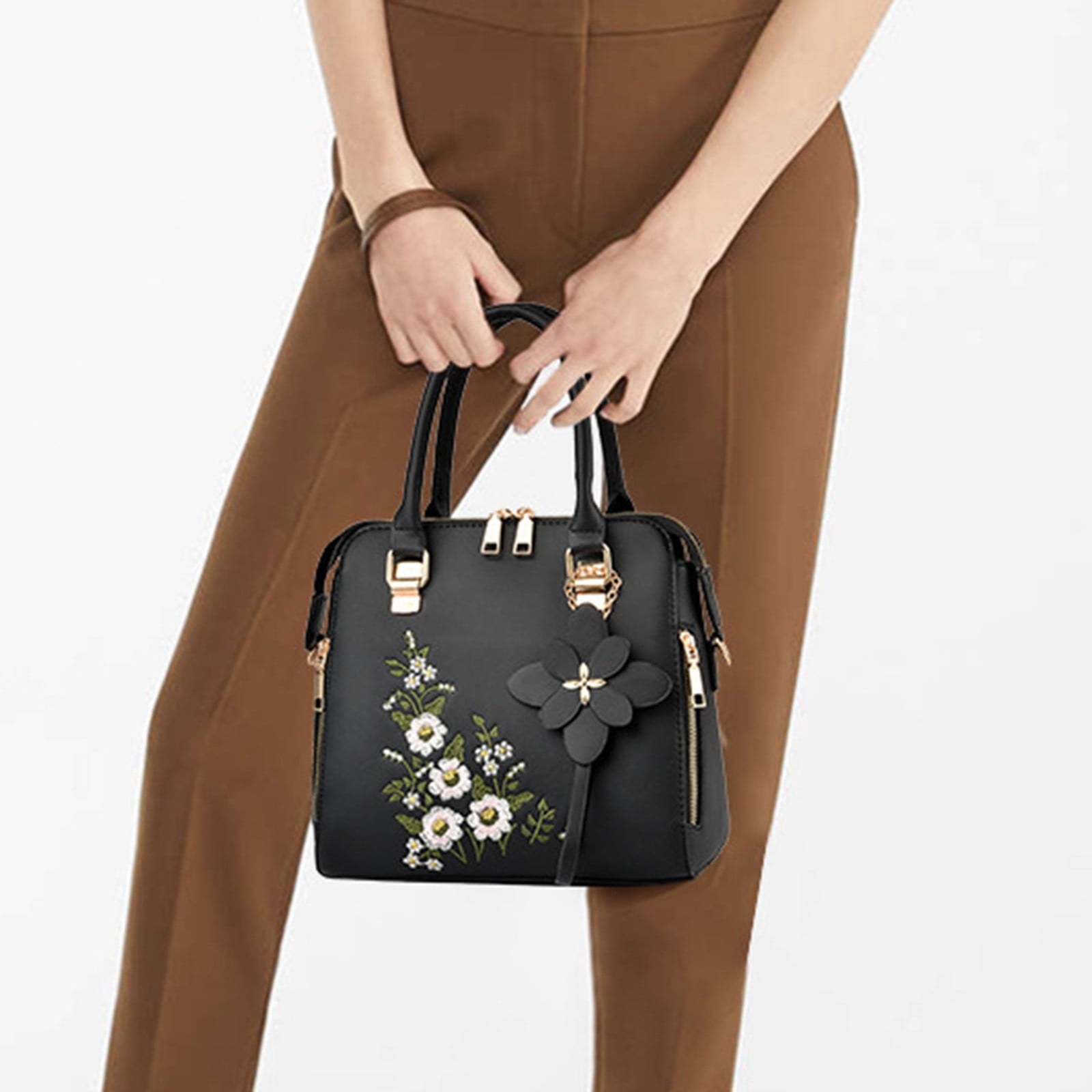 JUYGO Purses and Handbags Women Embroidery Top Handle Purse Satchel Ladies Shoulder Messenger Tote Bags Crossbody Bag for Middle Aged Simple One Shoulder Crossbody