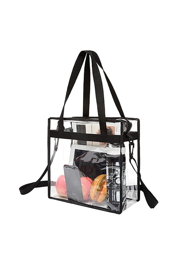 Pvc Transparent Bag Square Large Capacity Travel Storage Portable Crossbody Handbag with Zipper Closure Crossbody Messenger Shoulder Bags Adjustable Strap
