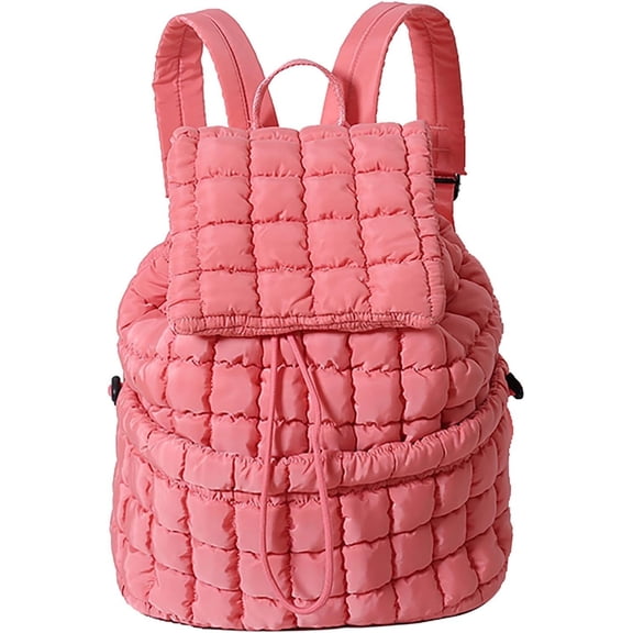 JUYGO Quilted Backpack for Women Lightweight Puffer Drawstring Padding Hiker Back Pack Travel Backpack College Gym Bag