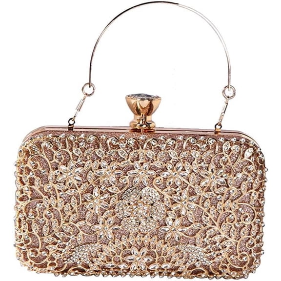 JUYGO Rhinestone Evening Bag for Women Sparkly Sequin Purse Bridal Wedding Handbag Crystal Clutch Bag Glitter Shoulder Bag