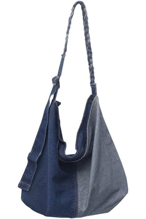 Shoulder Bag for Women Denim Crossbody Bag Casual Lightweight Shopper Handbag Retro Jean Bag