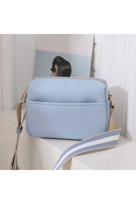 Simple Flap Shoulder Bag For Women Fashion Small Square Bags Casual Style Crossbody Bag Wide Strap Handbag Purse Shopping Tote